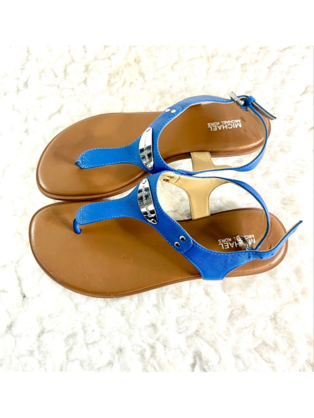 MICHAEL Michael Kors Plate Thong Sandals in blue women size 7.5M - Picture 7 of 10